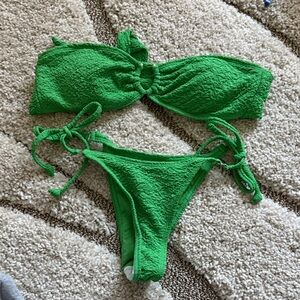 Green Textured Bikini Set